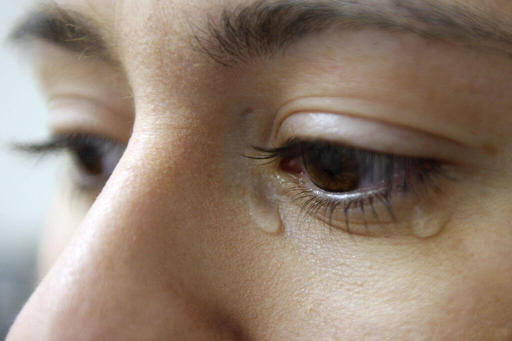 Woman crying from marital problems